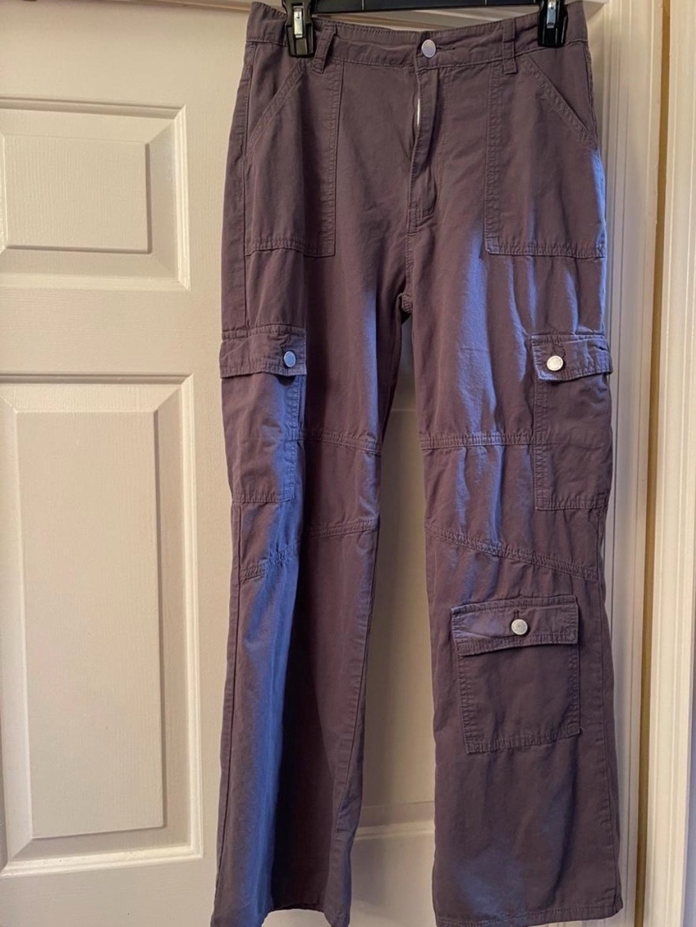 SHEIN Purple Women's Cargo Pants with Button-Flap Pockets